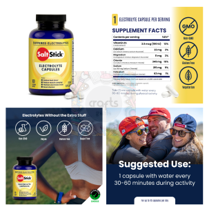 SaltStick Race Ready Electrolyte 100 Capsules - 生酮饮食 Vegan Zero Sugar Low Carb LCHF Keto Diet Friendly USA