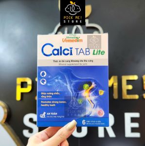 Vemedim Calci Tab Lite - Viên Nhai Mềm Vị Sữa Bổ Sung Canxi cho Chó Mèo - Hộp 6 viên