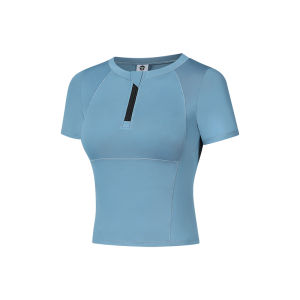 Ladys Dri-Fit Workout Short Sleeve Blouse T-shirts Crop top With Chest pad G845