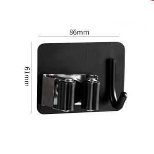 READY STOCK Stainless Steel Mop Holder No Hole Hooks Strong Sticky Wall Mounted No Trace Mop rack 拖把架