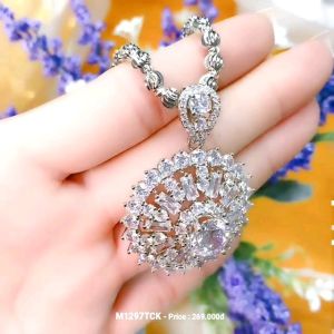 Dây Chuyền Nữ Vàng Trắng Đẹp (Mạ) Đá Moissanite - Lokalo - Mang Y Vàng Thậ.t - Dễ Phối Thời Trang - Hàng Xuất Khẩu - Bao Đổi Trả Trong 7 Ngày Nếu Sai Hình. 27522u180