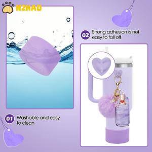【N2HAO】 6pcs Accessories Set Water Bottle Boots Cover Mini Hooks Lipstick Sleeve Pouch Pom Daisy Charm Keychain For Stanley Tumbler