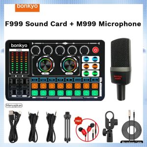=Bonkyo F999 SoundCard + M999 Mic combination set Bluetooth wireless mixer noise reduction live set.