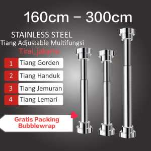 tongkat stainles fleksibel 3meter  160-300cm tiang fleksibel ajaib tiang kolong dapur kamar mandi tiang gorden pintu