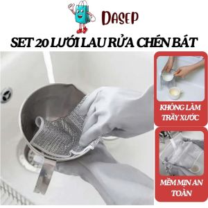 Combo 10 Lưới Lau Bồn Rửa Chén Bát - Giẻ Lau Bếp Dây Kim Loại - Vải Lau Lưới Đa Năng Chống Mài Mòn - Tấm Cọ Rửa Chén Đa Năng Siêu Tiện Dụng DASEP