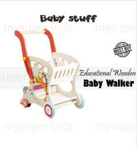 Mainan Edukasi Bayi Dorongan Belajar Jalan Baby Walker Baby Push Walker Wooden Activity Bayi COD