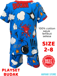SET BAJU BUDAK LELAKI SIZE 2-8 PLAYSETS BUDAK LELAKI BOYS CLOTHING SETS SELUAR PENDEK BUDAK BOYS T-SHIRT AND SHORTS
