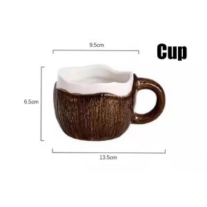Cartoon Coconut Shaped Ceramic Coffee Mug with Handle Irregular Porcelain Oat Cup for Breakfast Milk Drinkware