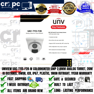 UNIVIEW UAC-T115-F28-W COLORHUNTER 5MP 2.8MM ANALOG TURRET 20M IR DISTANCE DWDR ICR IP67 PLASTIC