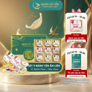 Set Hộp Quà 9 Bánh Yến Ăn Liền Hoàn Vũ Yến - Snack Ăn Vặt Healthy - Mix Vị Sữa Chua & Vị Bánh Flan