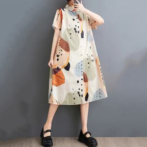 XITAO Print Casual Dress Loose Short Sleeve Women Medium Length Dress DMJ4073