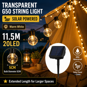 💡READY STOCK💡G50 Bulb String Lights 5M/10M 20LED/40LED Warm White IP65 Waterproof Outdoor Camping Garden Patio Wedding Decor