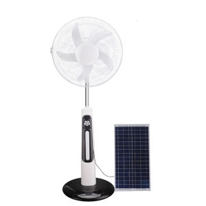 BOY TOOLS - 16 Inch 12V DC Solar Fan Solar Powered AC DC Rechargeable Fan Price Cheap Stand Solar Fan with Solar Panel and LED Light