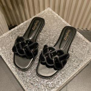 [Free Shipping] New Style Flat Sandals With Twisted Cross Straps 2025 Spring Casual Large Size Vacation Beach WomenS Sandals