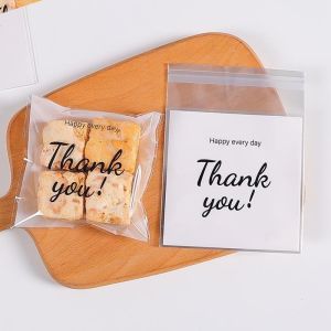 100pcs Cookies Packaging Bags 7x7cm Self-Adhesive Bag Cookie Candy Graham Bar Baking Plastic Bags
