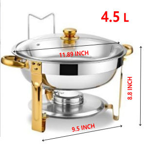 Luxury buffet service alcohol-heated food warmer Round buffet stove Bekas makanan bertutup With lid Efficient insulation