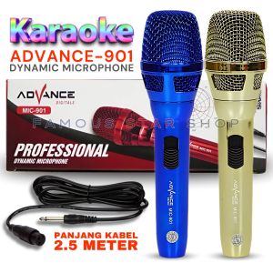 Suara Jernih Anti Noise Microphone Professional Dynamic ADVANCE MIC 901 MIC KABEL 2.5 METER