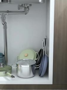 锅架专放锅具收纳厨房不锈钢架子置物架下水槽多层家用柜子内分层Rak periuk diletakkan khas untuk periuk dan kuali rak penyimpanan rak keluli tahan karat dapur di bawah sink kabinet isi rumah berbilang lapisan berlapis