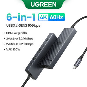 【4K 60Hz】UGREEN 6-in-1 10Gbps USB C Multiport Adapter HUB HDMI Converter for Macbook Air M3 Samsung S24 Ultra Model:45363