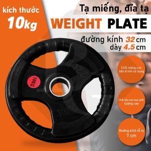 BG - Tạ miếng tạ tấm  tạ tay 3 lỗ Phi 50mm cao cấp bọc cao su non Thái Lan MIẾNG TẠ 10kg