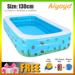 Intime Inflatable Swimming Pool Kolam Renang Outdoor 3 Rings Pool Swim 130 150 196 262 Kid Family Children Kids Fun Baby Home Toy Game