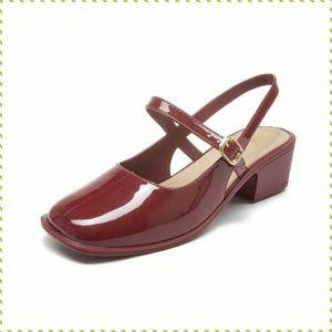 Womens hollow back thick heel sandals Mary Jane shoes shallow mouth single shoes fashionable high heel sandals