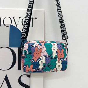 Túi đeo chéo thời trang nữ hoạ tiết gấu thỏ dễ thương size 23cm