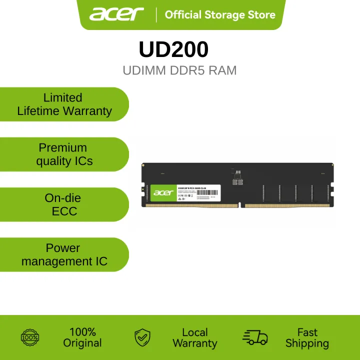 Acer UD200 16GB/ 32GB - 4800MHz 5600MHz UDIMM DDR5 RAM