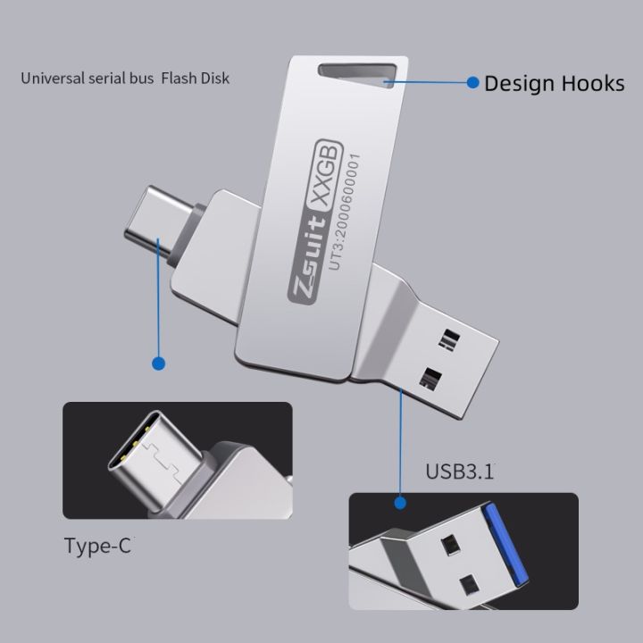 Dual Interface (typec and USB3.1) USB Flash Drive, 5GB/sec Read/write