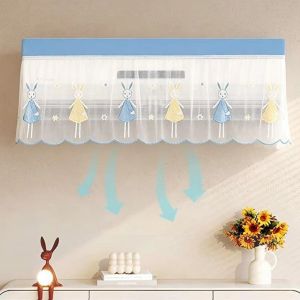 BMFUEW Dust-proof Air Conditioner Dust Cover Windproof Mesh Transparent Wall Mounted Protector Fully Wrapped Rabbit Printed AC Covers Indoor