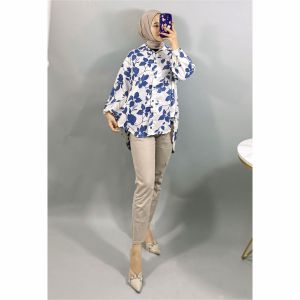 Munna Blouse Plisket Motif Anggrek 132 NONYFASHION