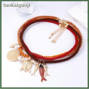 tuokaiguoji 4 cái bộ đại dương yếu tố biển rùa cá hình Mặt dây chuyền dây chuyền cho phụ nữ thời trang kỳ nghỉ bên đồ trang sức quà tặng