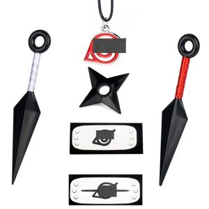Naruto Cosplay Costume Akatsuki Cloak Uchiha Itachi Sharingan Headband Necklace Ring Kunai Pain Halloween Costume for Me