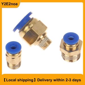 【Local shipping】 1Pc Pneumatic Air Connector Fitting PC 4 6 8 10 12 14 16MM Thread 1 4 1 8 3 8 1 2 3 4 Hose Fittings Pipe Quick Connectors