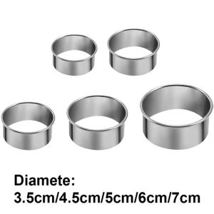 5pcs/set Stainless Steel Round Cookie Mold DIY Biscuit Cutter Dumpling Skin Cutting Mould Pastry Cake Baking Tool Kitchen Gadget