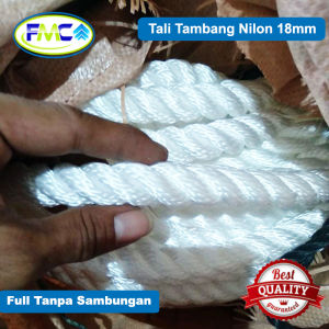 Tali Tambang Besar 18mm 20mm Permeter Tali Nilon Super Kuat Nylon Rope 18 mm 20 mm Tali Tampar Putih Kapal Pengikat Barang Pengangkut Ikat Sapi Lembu Domba Kambing