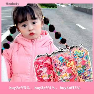 Heabety 100PCS Colorful Basic Nylon Ealstic Hair Band Kids Girls Ponytail Holder Ties Scrunchie Mini Headwear Rubber Bands Hair Rope