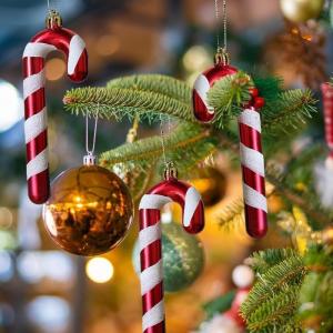 12PCS 7CM Christmas Tree Hanging Ornament Christmas Glitter Candy Cane Pendant Christmas Decorations for Home