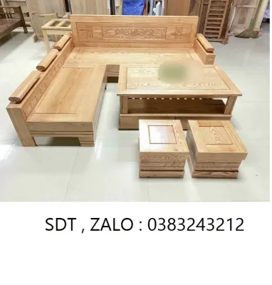 bàn ghế sofa gỗ sồi màu vàng gỗ sồi phòng khách phòng ngủ