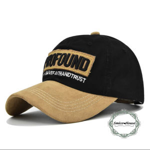 Nón lưỡi trai nam da lộn phối màu thêu chữ cá tính độc đáo phiên bản Hàn Quốc Mũ cao bồi dành cho nam và nữ mũ lưỡi trai mùa xuân freesize