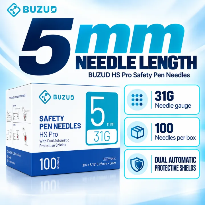 Pen Invector BUZUD Safety Pen Needles HS Pro 31G 5mm, Disposable Insulin Pen Needles ...