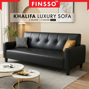 (Free Shipping) FINSSO Khalifa Luxury Sofa PVC CLASSIC LEATHER & FABRIC / 2 seater / 3 seater / Sofa Premium / Sofa kulit Murah