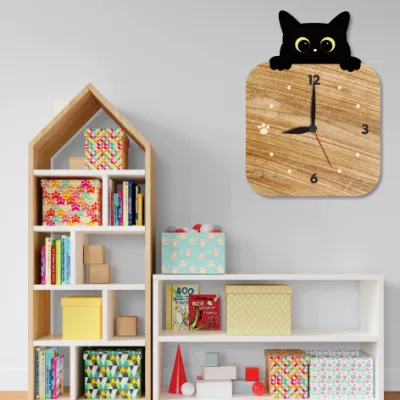 JAM UKIR KUCING MINIMALIS LUCU WALL DECOR RUANG ANAK RUANG TAMU ID72