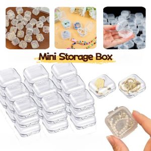 20PCS Mini Clear Storage Box Jewelry Dustproof Display Case Plastic Sundries Holder Makeup Organizer