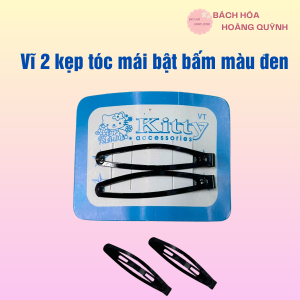 Vĩ 2 cái kẹp tóc mái bấm kim loại màu đen .