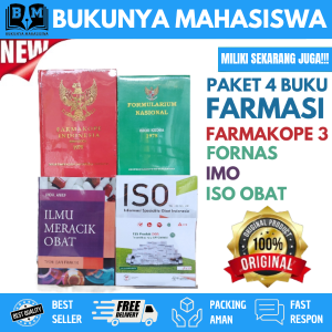 BUKU PAKET LENGKAP 4 BUKU FARMASI DASAR FARMAKOPE 3 ISO FORMULARIUM NASIONAL ILMU MERACIK OBAT FARMAKOPE EDISI 3 FARMAKOPE 4 FARMAKOPE 5 FARMAKOPE 6 FARMAKOPE EDISI 6 ILMU RESEP ILMU MERACIK OBAT IMO KIMIA ORGANIK FARMAKOLOGI DASAR MIMS UKAI EXPERT