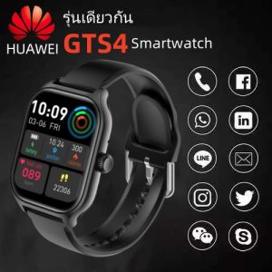 นาฬิกาอัจฉริยะ Huawei Same style GTS4 -Black Smart Watch GPS กันน้ำ พื้นผิวสูง 2 watch straps รองรับภาษาไทย Heart rate monitoring Long lasting battery life