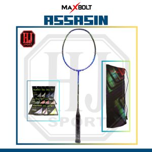 Raket Badminton Original Maxbolt Assasin Blue Bonus Senar dan Tas