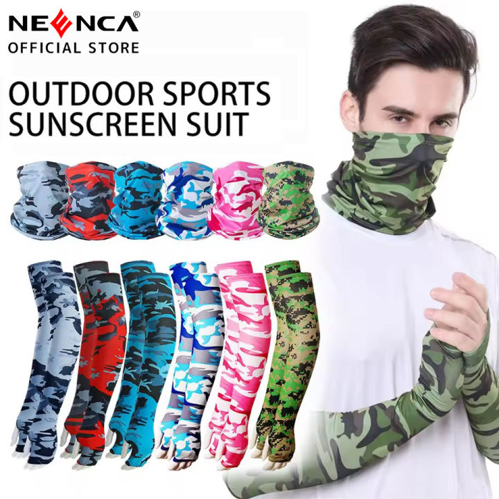 NEENCA Tactical Camouflage Face Bandana Arm Sleeves Set