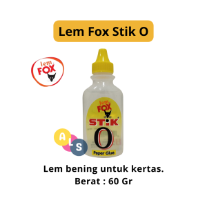 Lem Fox Stik O Bening Transparant/Lem Cair/Lem Kertas/Paper Glue 60 gr